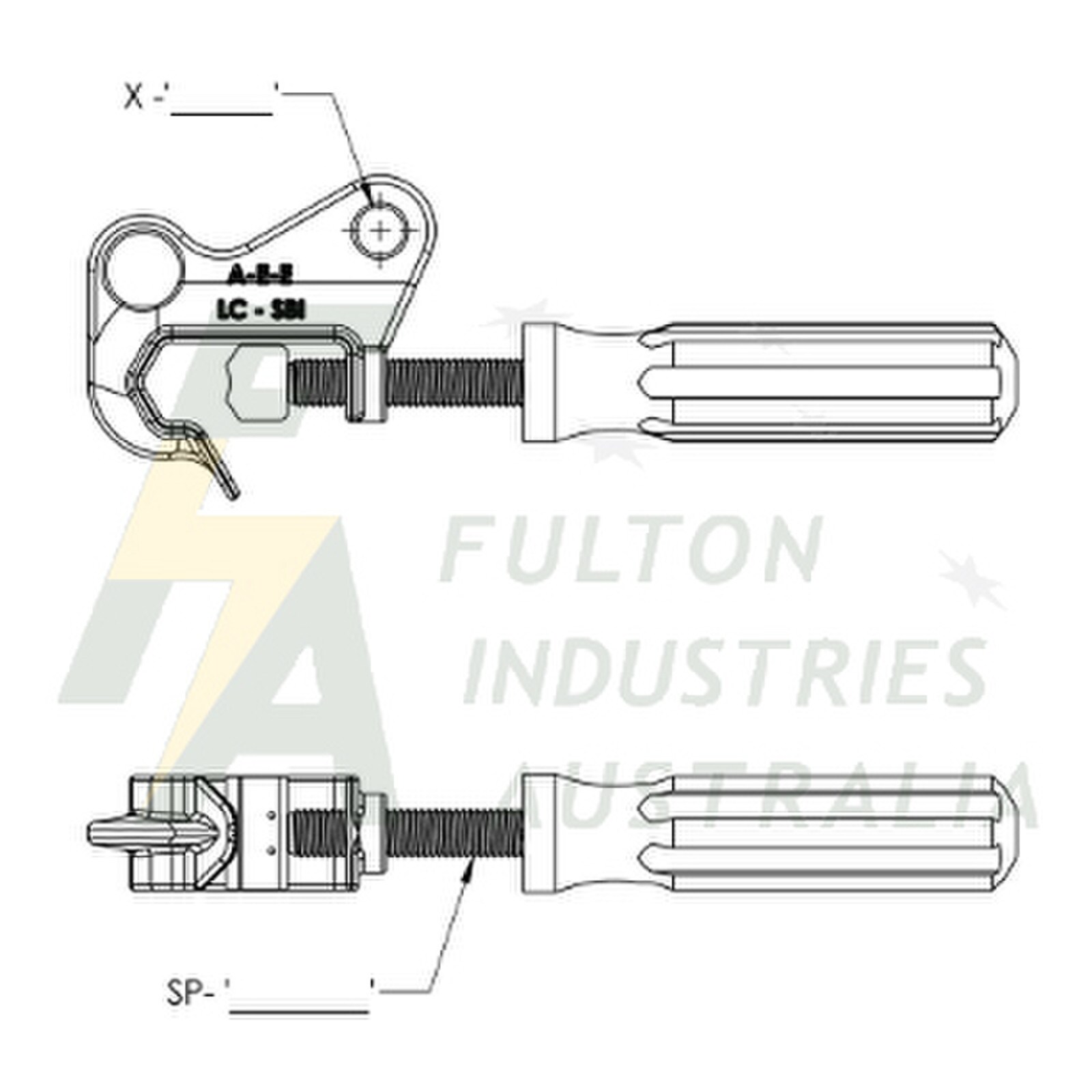 Live Line Clamp to suit 5-19mm diameter cable M12 Course Thread Stainless Steel Spindle